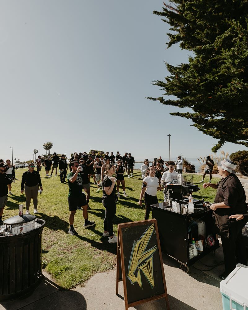 The Herd and the coffee setup on Harbor Bay Trail